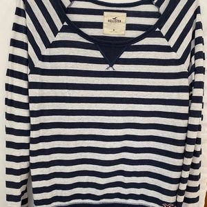 Hollister Blue and white stripped warm long sleeve shirt